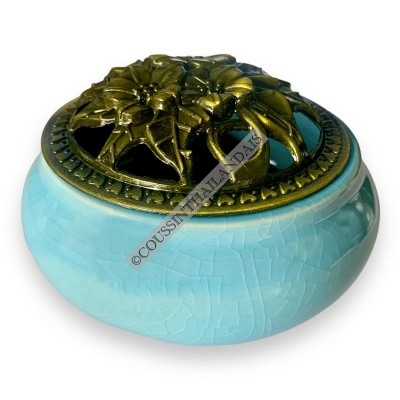 Incense burner turquoise ceramic