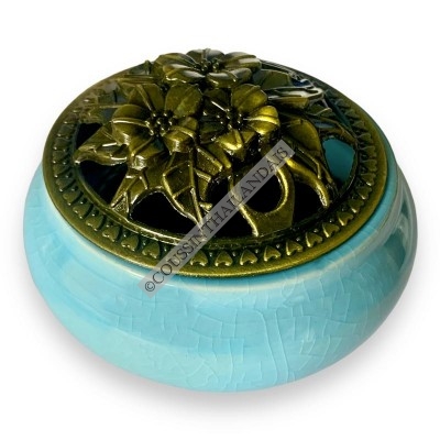 Incense burner turquoise ceramic