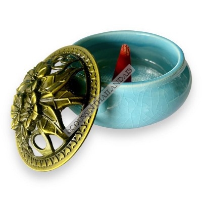 Brûle encens en céramique turquoise