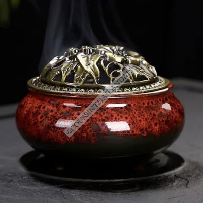 Incense burner garnet ceramic