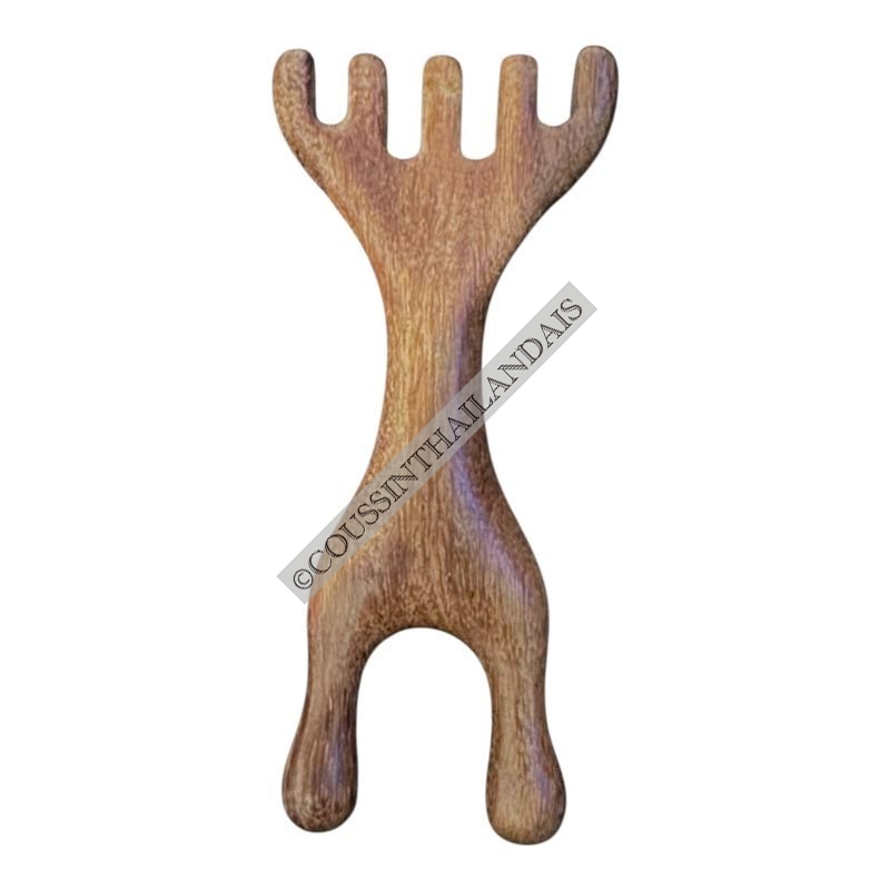 Natural wood meridian massage tool for the head