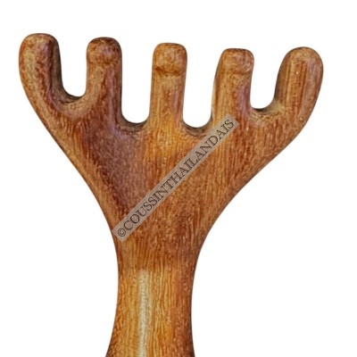 Natural wood meridian massage tool for the head
