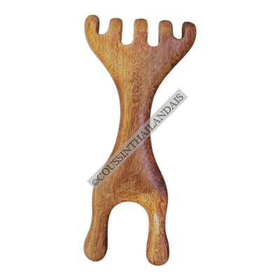 Natural wood meridian massage tool for the head