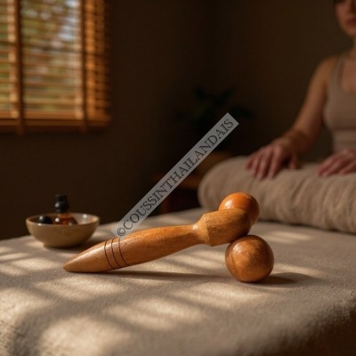 Wooden massage roller