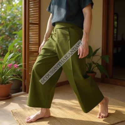 Pantalon thaïlandais vert militaire