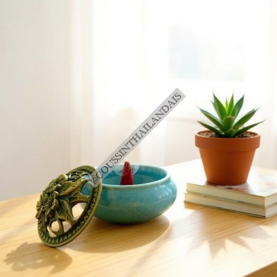 Incense burner turquoise ceramic